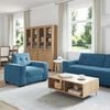 vidaXL Bankstel 3 pcs Blauw 221 x 80 x 80 cm Fluweel