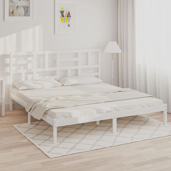 vidaXL Bedframe massief hout wit 180x200 cm