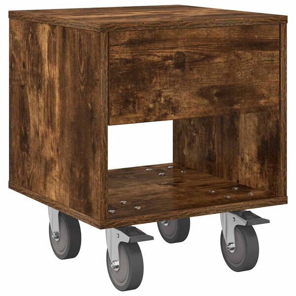 vidaXL Nachtkastje Gerookt eiken 40,5 x 40 x 48 cm Bewerkt hout