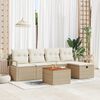 vidaXL Tuin Sofa Set met kussen met opslag 6 pcs Beige Poly riet