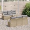 vidaXL Bankstel 7 pcs Beige en Grijs poly rattan