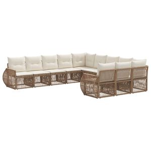 vidaXL Tuinbankenset 11 pcs Beige en Cr&egrave;me Wit poly rattan