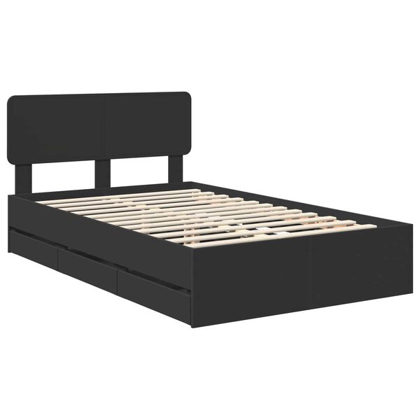 vidaXL Bedframe met lade Zwart 120 x 200 cm Geconstrueerd hout