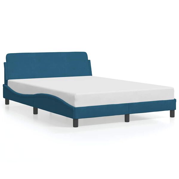 vidaXL Bedframe met hoofdeinde "Dover" fluweel blauw 140x190 cm