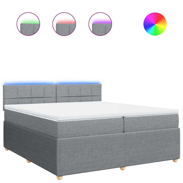 vidaXL Boxspring met matras stof lichtgrijs 200x200 cm