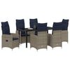 vidaXL Tafel en stoelen set met kussen 7 pcs Grijs PE Rattan