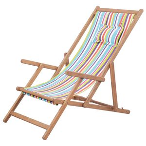 vidaXL Opklapbare stoel met stoffen bekleding en houten frame, meerkleurig.