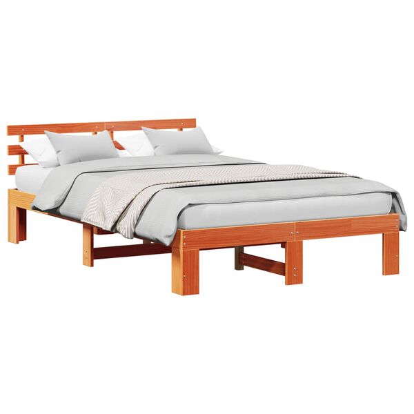 vidaXL Bedframe Wasbruin 140 x 190 cm Massief grenenhout