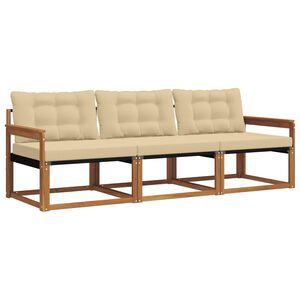 vidaXL Buiten bankenset met kussen 3 pcs Natuurlijk en Beige