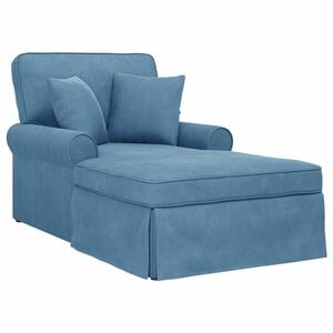 vidaXL Chaise Lounge met Rok 3 st Blauw Katoen Stof 91 x 157 x 91 cm