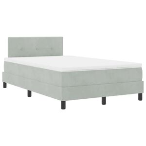 vidaXL LED Box Spring Bed Lichtgrijs 120 x 190 cm Fluweel