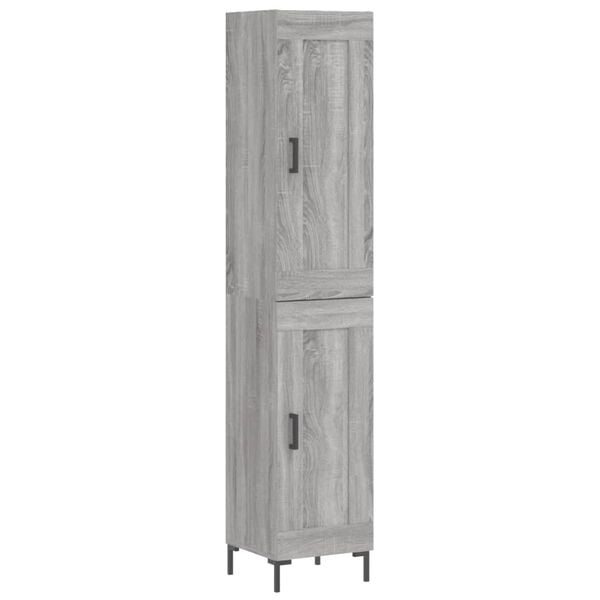 vidaXL Hoge kast 34,5x34x180 cm bewerkt hout grijs sonoma eikenkleurig