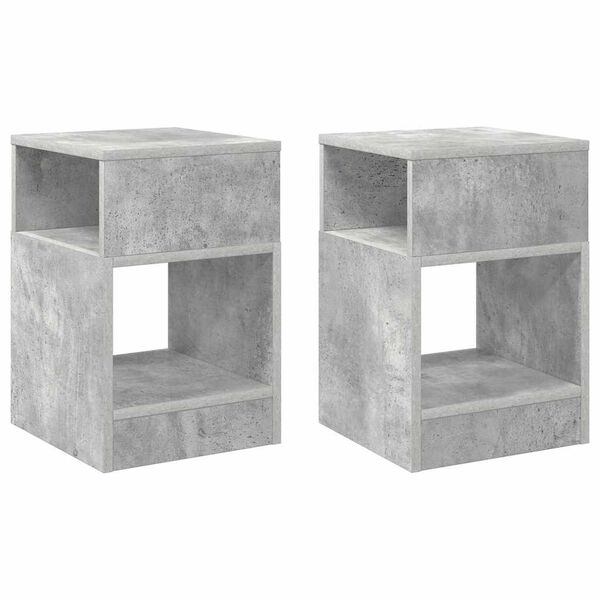 vidaXL Bijzettafel 2 pcs Beton Grijs 30,5 x 30 x 45 cm Bewerkt hout