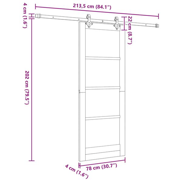 vidaXL Schuifdeur met Bevestigingsset Wit 78x202 cm Massief Hout Grenen
