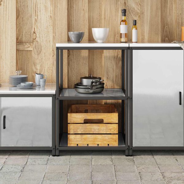 vidaXL Keukenopslag met plank met opslag Zilver 60 x 50 x 92 cm Staal