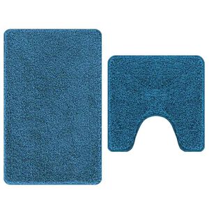 vidaXL Antislip Badmat Set 2 st Blauw 50 x 50 cm PP
