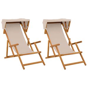 vidaXL Ligstoel 2 pcs 3 Positie massief eucalyptushout Beige