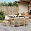 vidaXL 11-delige Tuinset met kussens poly rattan beige