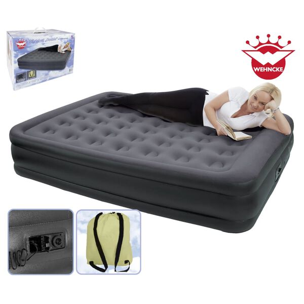 Happy People Luchtbed met Pomp Double 203x157x47 cm antracietkleurig