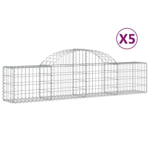 vidaXL Schanskorven 5 st gewelfd 200x30x40/60 cm gegalvaniseerd ijzer