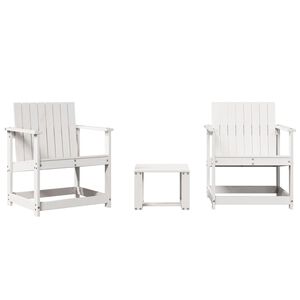 vidaXL 3-delige Loungeset massief grenenhout wit