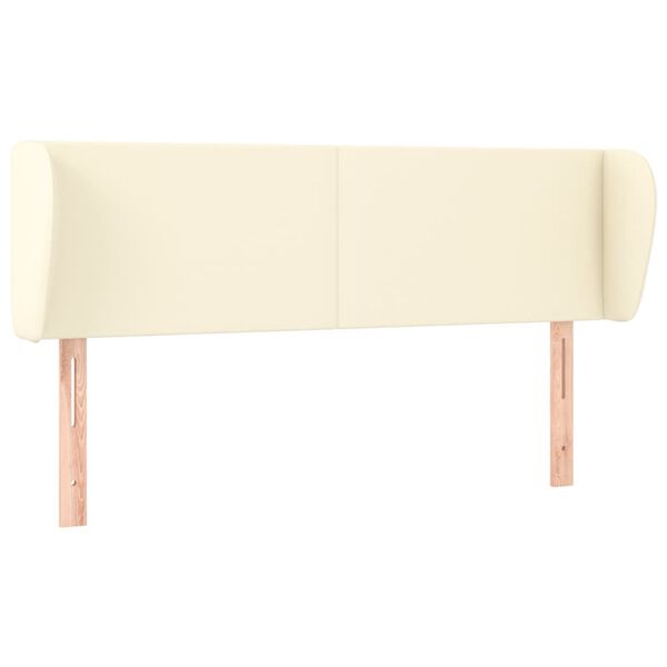 vidaXL Hoofdbord met randen 147x23x78/88 cm kunstleer cr&egrave;mekleurig