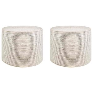 vidaXL Jute Touw 2 pcs 2 Wit 100% Tossa jute