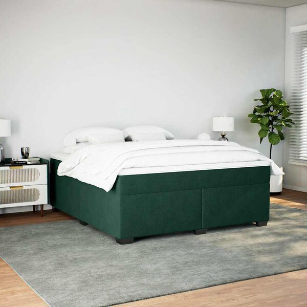 vidaXL Boxspring met matras fluweel donkergroen 180x200 cm