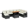 vidaXL 9-delige Loungeset met kussens poly rattan zwart