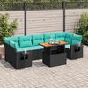 vidaXL 8-delige Loungeset met kussens poly rattan zwart