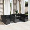 vidaXL Tuin Sofa Set met kussen 11 pcs Zwart poly rattan