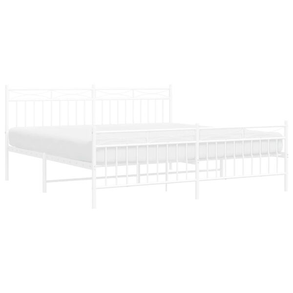 vidaXL Bedframe met hoofd- en voeteneinde metaal wit 180x200 cm