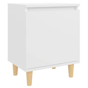 vidaXL Nachtkastje met massief houten poten 40x30x50 cm wit