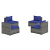 vidaXL 4-delige Loungeset met kussens poly rattan grijs