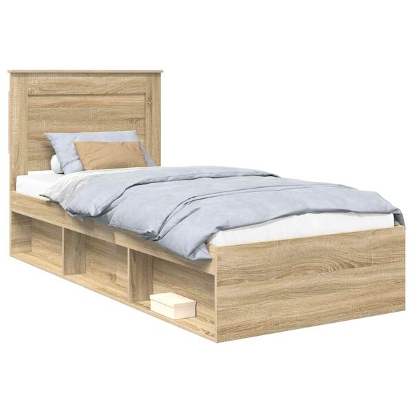 vidaXL Bedframe met hoofdeinde Sonoma 100 x 200 cm Massief grenenhout