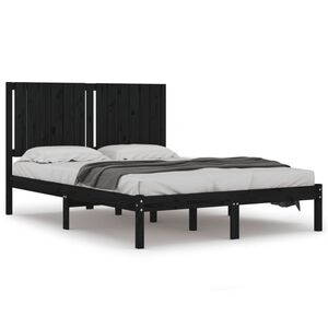 vidaXL Bedframe massief grenenhout zwart 140x190 cm