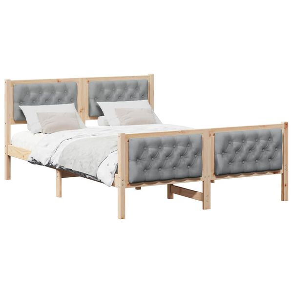 vidaXL Bedframe Lichtgrijs 140 x 190 cm Massief grenenhout