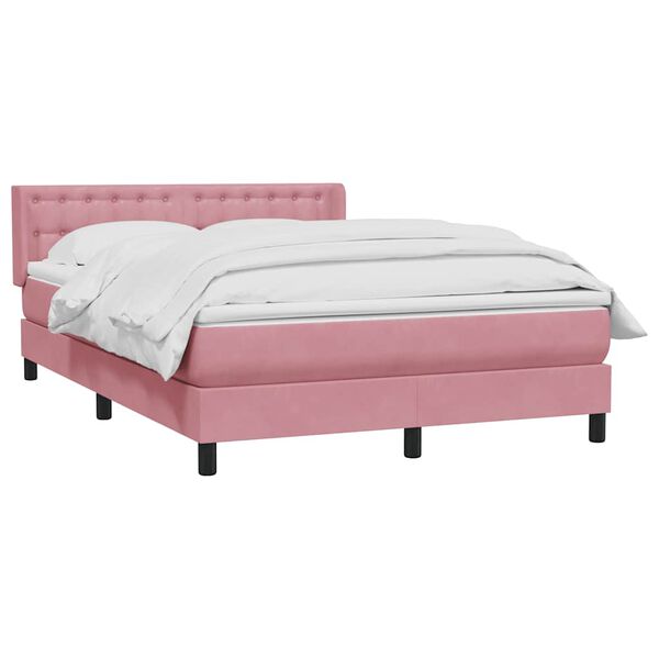 vidaXL Boxspring met matras fluweel roze 160x210 cm
