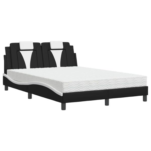 vidaXL Bed "Viana" met matras kunstleer zwart en wit 140x200 cm