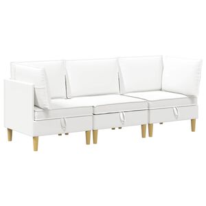 vidaXL Modulaire Sofa Set met Opslag 3 pcs Wit Stof