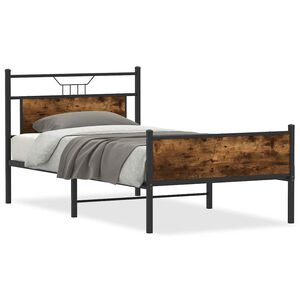 vidaXL Bedframe zonder matras hout gerookt eikenkleurig 100x190 cm