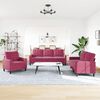 vidaXL 3-delige Loungeset met kussens fluweel wijnrood