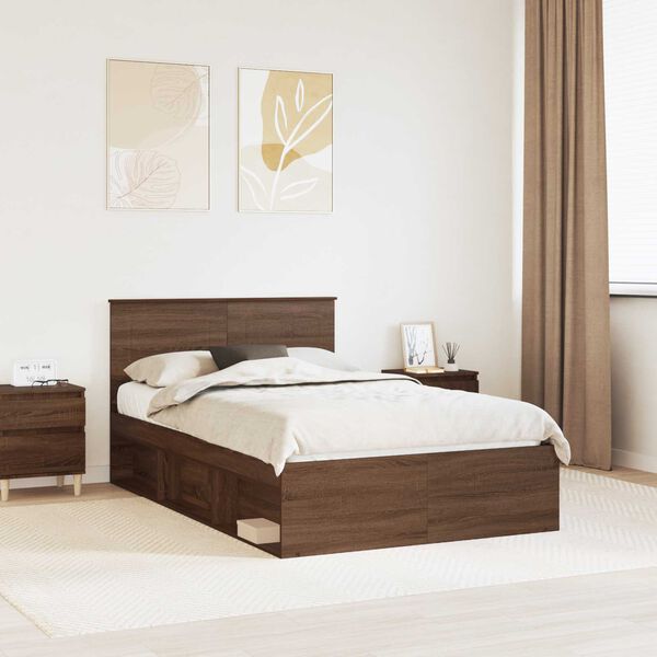 vidaXL Bedframe met hoofdeinde Bruin Eiken 120 x 190 cm Bewerkt hout