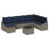 vidaXL Tuin Sofa Set met kussen 8 pcs Grijs en Marineblauw poly rattan