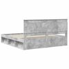 vidaXL Bedframe met hoofdeinde Beton 200 x 200 cm Massief grenenhout