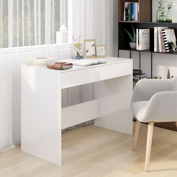 vidaXL Bureau 101x50x76,5 cm spaanplaat hoogglans wit