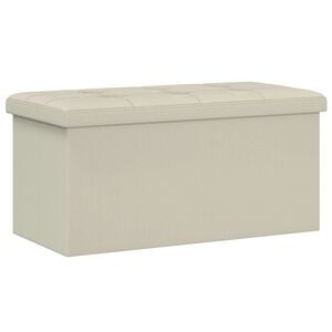 vidaXL Vouwbare Opbergbank Wit 180 kg 80 L 77 x 38 x 38 cm Linnen