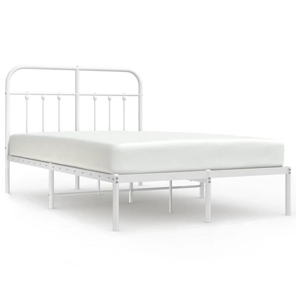 vidaXL Bedframe met hoofdbord metaal wit 120x190 cm