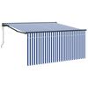 vidaXL Inklapbaar Zonnescherm Blauw en Wit 350 x 250 cm