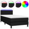 vidaXL Boxspring met matras en LED stof zwart 90x190 cm